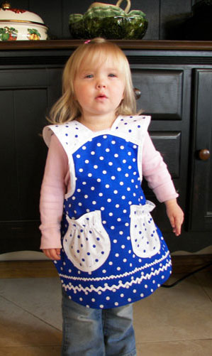 Girl Blue polka dot apron