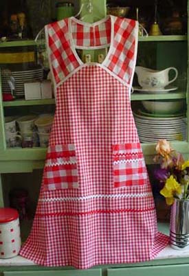 1940 red gingham retro apron