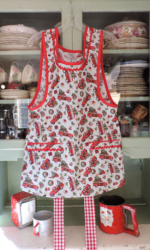 Grandma red truck and Christmas apron