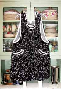 Aunt Violet Black White Polka Dot Aprons